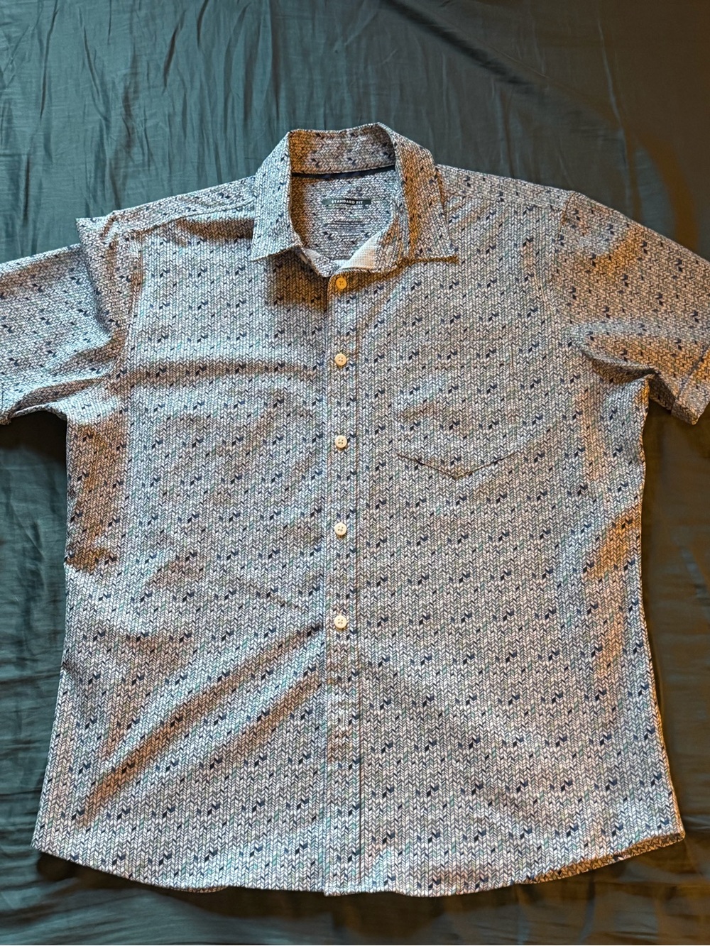 Apt. 9 Short-Sleeve Button-Up Shirt in Light Blue Pattern